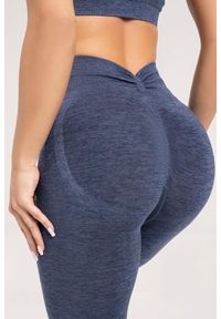 GYM GLAMOUR - Legginsy fitness damskie Gym Glamour seamless deep push up. Kolor: niebieski. Sport: fitness