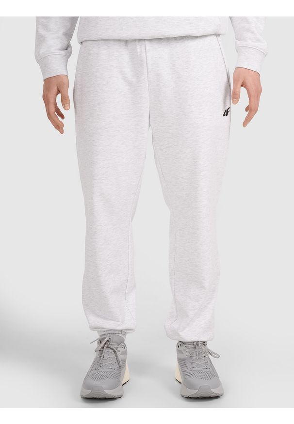 4f - 4F Spodnie dresowe joggery męskie - szare 3XL. Kolor: szary. Materiał: dresówka. Wzór: gładki, ze splotem
