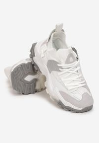 Born2be - Biało-Szare Sneakersy Hekena. Nosek buta: okrągły. Kolor: biały. Materiał: skóra ekologiczna, syntetyk, materiał, nubuk. Szerokość cholewki: normalna #3