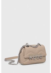 Hugo - HUGO torebka kolor beżowy. Kolor: beżowy. Materiał: pikowane. Rodzaj torebki: na ramię #6