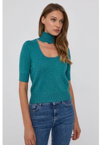Pinko Sweter damski kolor zielony z półgolfem. Kolor: zielony. Materiał: materiał. Długość rękawa: krótki rękaw. Długość: krótkie #3