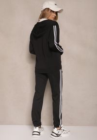 Renee - Czarny Komplet Dresowy Rozpinana Bluza z Kapturem i Spodnie Osivisa. Kolor: czarny. Materiał: dresówka. Wzór: aplikacja. Sport: turystyka piesza #4