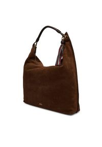 TOMMY HILFIGER - Tommy Hilfiger Torebka Th Statement Leather Hobo Suede AW0AW18403 Brązowy. Kolor: brązowy. Materiał: skórzane, zamszowe #6