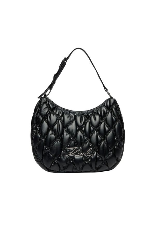 Karl Lagerfeld - KARL LAGERFELD Czarna pikowana damska torebka Kuilt Hobo. Kolor: czarny. Materiał: pikowane. Styl: elegancki, casual