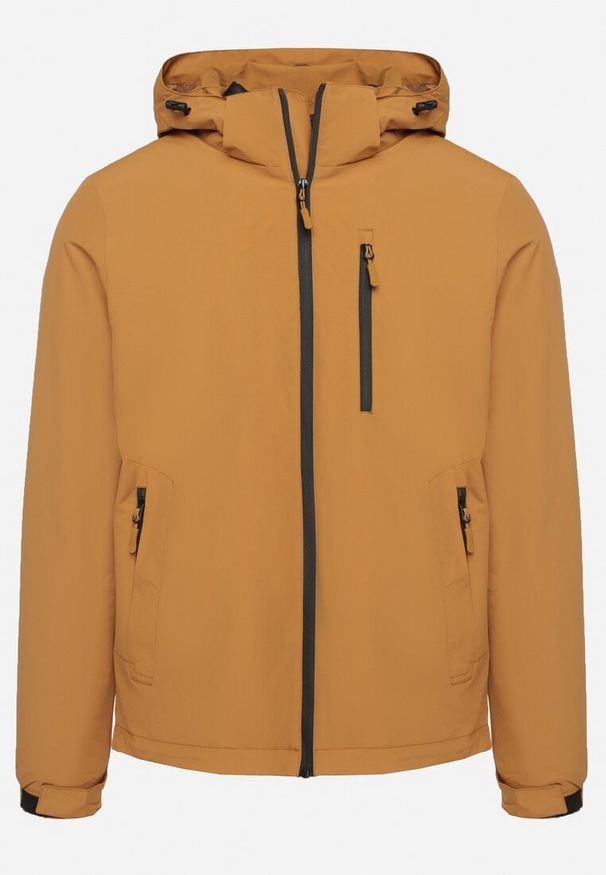 Born2be - Jasnobrązowa Gładka Kurtka o Prostym Kroju z Odpinanym Kapturem Valentana. Okazja: na co dzień. Kolor: brązowy. Materiał: jeans. Długość rękawa: długi rękaw. Długość: długie. Wzór: gładki. Styl: casual, elegancki