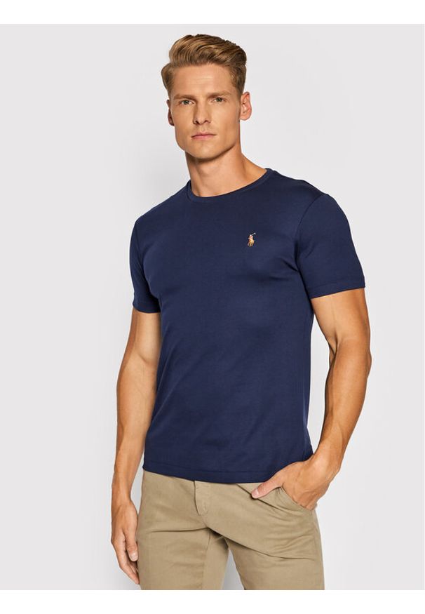 Polo Ralph Lauren T-Shirt 710740727 Granatowy Slim Fit. Typ kołnierza: polo. Kolor: niebieski. Materiał: bawełna