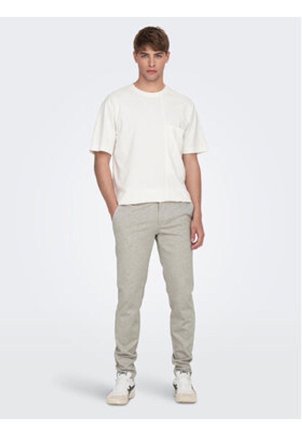 Only & Sons Chinosy Mark 22026326 Szary Slim Fit. Kolor: szary. Materiał: syntetyk
