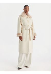 YES LONDON Płaszcz wełniany CD1211ECO Écru Regular Fit. Materiał: syntetyk
