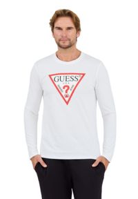 Guess - GUESS Biały męski longsleeve Original Logo Tee, Rozmiar L. Kolor: biały. Długość rękawa: długi rękaw #3