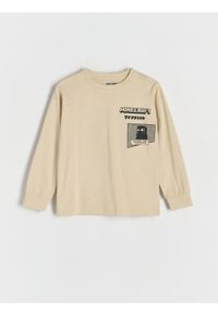 Reserved - Longsleeve Minecraft - jasnoszary. Kolor: szary. Materiał: bawełna, dzianina. Długość rękawa: długi rękaw