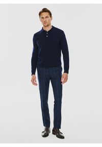 Pako Lorente - PAKO LORENTE – Męski granatowy sweter z kołnierzykiem polo. Typ kołnierza: polo. Kolor: czarny, niebieski. Materiał: wełna. Sezon: jesień, zima #4