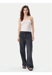 Calvin Klein Jeans Top Monologo J20J223105 Różowy Slim Fit. Kolor: różowy. Materiał: bawełna #5