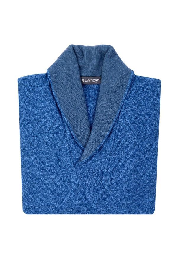 Lanieri Fashion - Niebieski kardigan SW12. Kolor: niebieski. Materiał: akryl, wełna, materiał