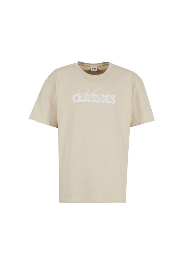 Oversized T-shirt Urban Classics Cursive Bold Logo Heavy. Kolor: beżowy, biały, wielokolorowy