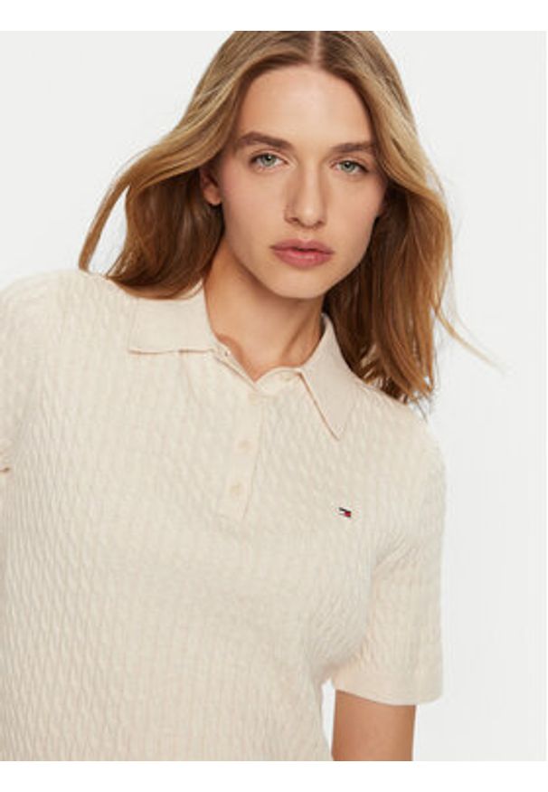 TOMMY HILFIGER - Tommy Hilfiger Sweter WW0WW43957 Écru Regular Fit. Materiał: bawełna