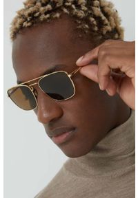 Ray-Ban okulary przeciwsłoneczne męskie kolor złoty. Kształt: prostokątne. Kolor: złoty #5