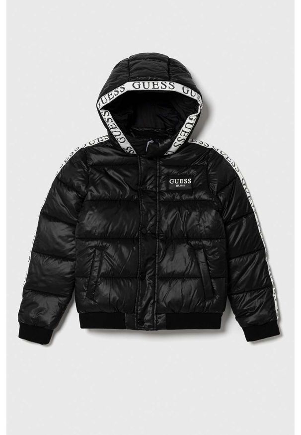 Guess kurtka dziecięca kolor czarny. Okazja: na co dzień. Kolor: czarny. Styl: casual