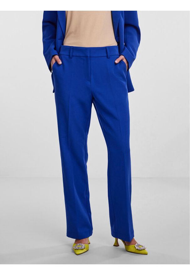 YAS Spodnie materiałowe Likka 26030744 Niebieski Regular Fit. Kolor: niebieski. Materiał: syntetyk