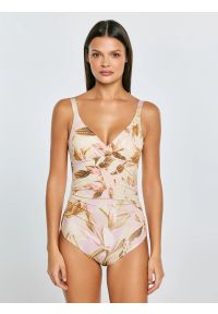 Big-Star - Kostium kąpielowy jednoczęściowy w roślinny wzór perłowy Sallsa 103. Kolor: kremowy. Wzór: kolorowy, kwiaty #3