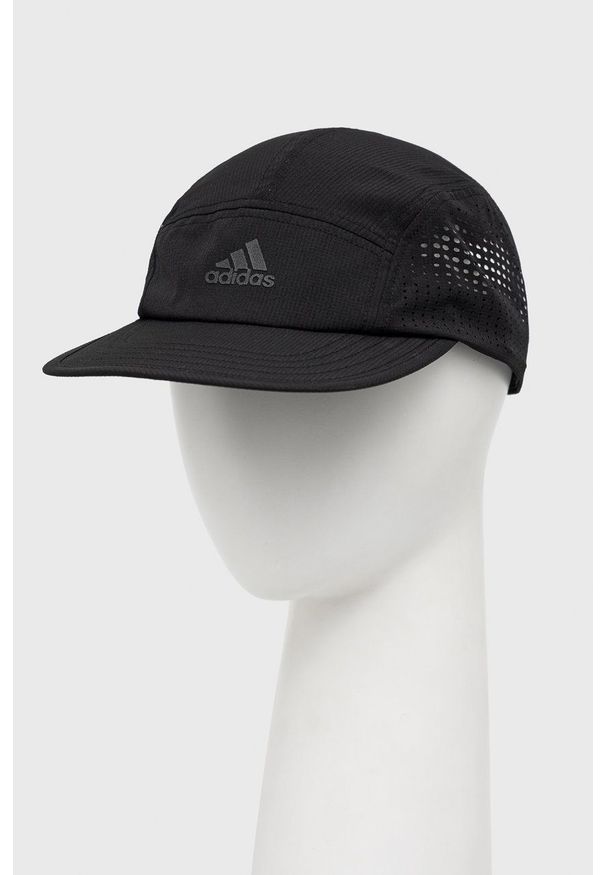 adidas Performance czapka z daszkiem kolor czarny gładka. Kolor: czarny. Materiał: tkanina, skóra, materiał. Wzór: gładki