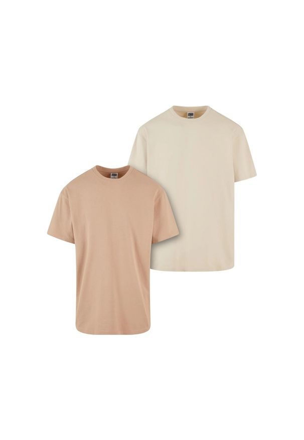 Urban Classics - Męska Koszulka Oversize O Dużej Gramaturze (zestaw 2 Sztuk). Kolor: beżowy. Sport: turystyka piesza