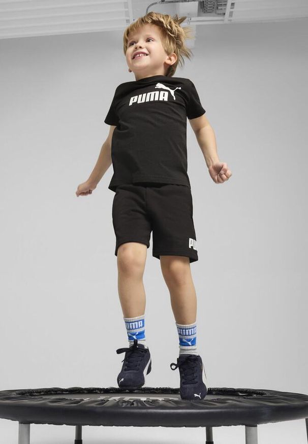 Puma - Dziecięce szorty ESS z logo No. 1 PUMA Black. Kolor: czarny. Materiał: guma. Wzór: nadruk