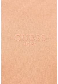 Guess t-shirt bawełniany kolor pomarańczowy z aplikacją. Kolor: pomarańczowy. Materiał: bawełna. Wzór: aplikacja. Styl: klasyczny #2