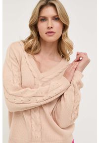 Guess sweter damski kolor różowy. Kolor: różowy. Materiał: dzianina #6