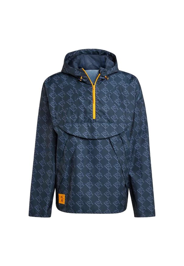 Adidas - Wiatrówka Real Madrid Seasonal Half-Zip. Kolor: niebieski. Materiał: materiał. Sport: piłka nożna