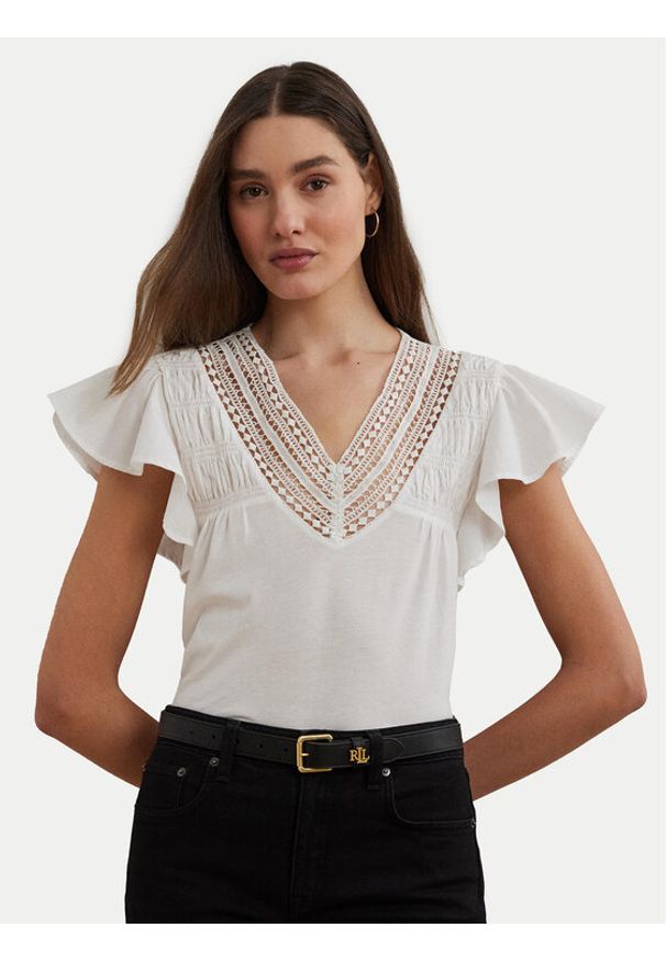 Lauren Ralph Lauren - LAUREN RALPH LAUREN Bluzka 200963917002 Biały Relaxed Fit. Kolor: biały. Materiał: bawełna