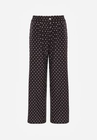 Renee - Czarne Spodnie Casual Wide Leg High Waist Zdobione Wzorem w Kropki Oceasa. Okazja: na co dzień. Stan: podwyższony. Kolekcja: plus size. Kolor: czarny. Materiał: skóra. Długość: krótkie. Wzór: aplikacja, kropki. Styl: casual #6