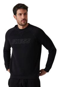 Guess - GUESS Czarna męska bluza New Aldwin. Kolor: czarny