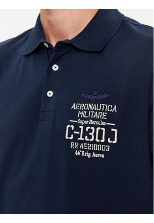 Aeronautica Militare Polo 232PO1709J584 Granatowy Regular Fit. Typ kołnierza: polo. Kolor: niebieski. Materiał: bawełna