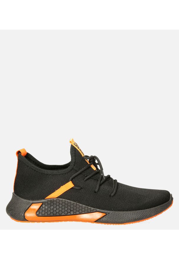 Casu - Czarne buty sportowe sznurowane casu 20a8/o /8. Kolor: czarny, wielokolorowy, pomarańczowy
