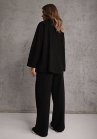 Renee - Czarny Komplet Dresowy z Dzianiny z Wiskozą Bluza i Spodnie Wide Leg Nevelida. Kolor: czarny. Materiał: dzianina, wiskoza, dresówka #8