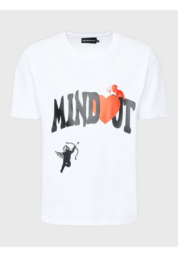 Mindout T-Shirt Unisex Heart Biały Oversize. Kolor: biały. Materiał: bawełna
