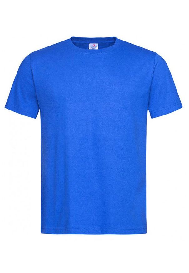Niebieski t-shirt Stedman casualowy, na co dzień, z krótkim rękawem, krótki