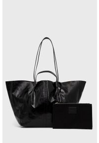 AllSaints torebka skórzana kolor czarny. Kolor: czarny. Materiał: skórzane. Rodzaj torebki: na ramię