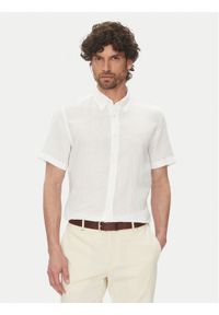 BOSS Koszula H-Roan 50539352 Biały Slim Fit. Kolor: biały. Materiał: len #1