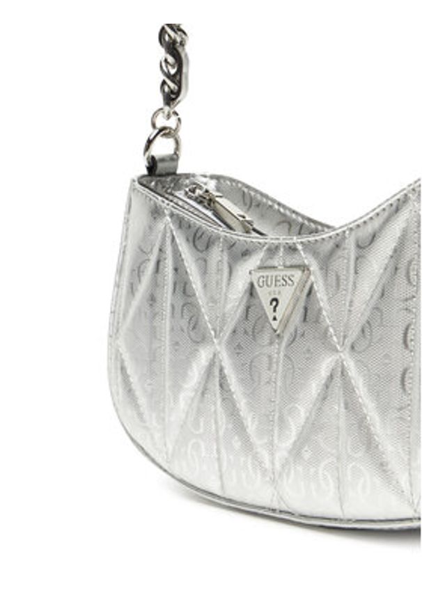 Guess Torebka Aldina HWGY96 63170 Srebrny. Kolor: srebrny. Materiał: skórzane