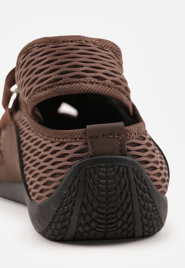 Born2be - Brązowe Siateczkowe Sneakersy w Stylu Balerinek z Paskiem na Rzep Talenate. Okazja: na co dzień. Zapięcie: rzepy. Kolor: brązowy. Materiał: materiał, jeans