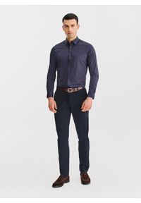 Pako Lorente - PAKO LORENTE – Granatowa koszula w kwiaty. Kolor: niebieski. Materiał: elastan, bawełna. Długość rękawa: długi rękaw. Długość: długie. Wzór: kwiaty #10