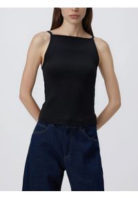 Reserved - Top z modalem - czarny. Kolor: czarny. Materiał: bawełna