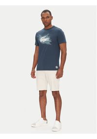 Lacoste T-Shirt TH8725 Granatowy Regular Fit. Kolor: niebieski. Materiał: bawełna #3