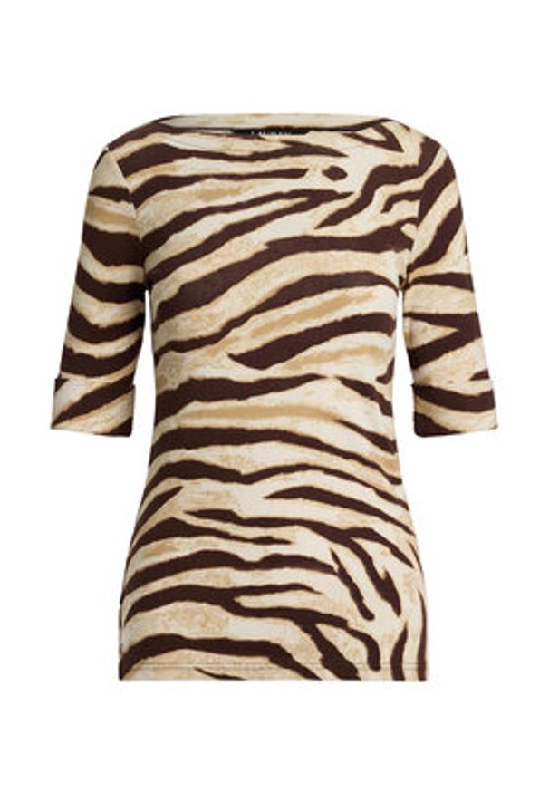 Lauren Ralph Lauren - LAUREN RALPH LAUREN Bluzka 200971095001 Beżowy Slim Fit. Kolor: beżowy. Materiał: bawełna