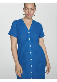 mango - Mango Sukienka dzianinowa Tunis 77010366 Niebieski Regular Fit. Kolor: niebieski. Materiał: bawełna #5