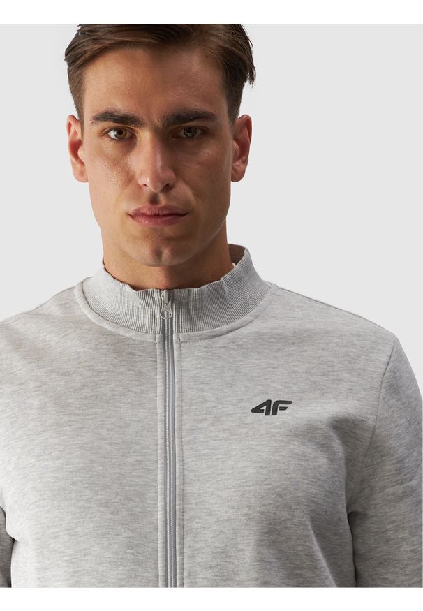 4f - 4F Bluza bejsbolówka bomberka męska - szara S. Okazja: na co dzień. Kolor: szary. Materiał: dzianina, materiał, poliester, bawełna, jersey. Wzór: gładki, ze splotem. Styl: casual, sportowy