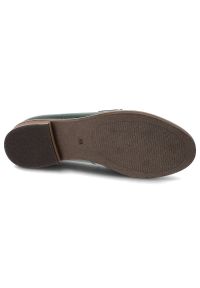 Zielone Mokasyny Exquisite Stylowe Obuwie Damskie. Okazja: na spacer. Zapięcie: klamry. Kolor: zielony. Materiał: materiał, skóra. Obcas: na obcasie. Styl: elegancki. Wysokość obcasa: średni #6