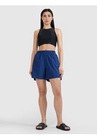 4f - 4F Spodenki plażowe damskie - granatowe XXL. Okazja: na plażę. Kolor: niebieski. Materiał: elastan, materiał, syntetyk, guma. Długość: krótkie. Sezon: lato. Styl: wakacyjny, casual #1
