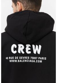 Balenciaga - BALENCIAGA Czarna bluza męska z kapturem i logo. Typ kołnierza: kaptur. Kolor: czarny. Materiał: prążkowany. Wzór: nadruk #4